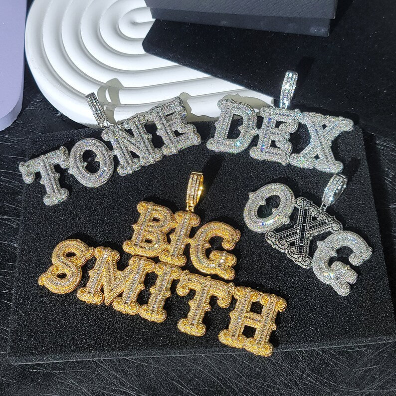 Custom Iced Out Baguette Letter Pendant