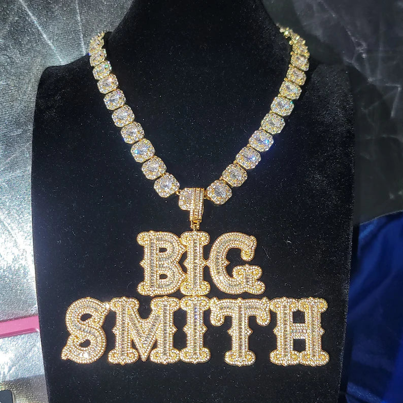 Custom Iced Out Baguette Letter Pendant