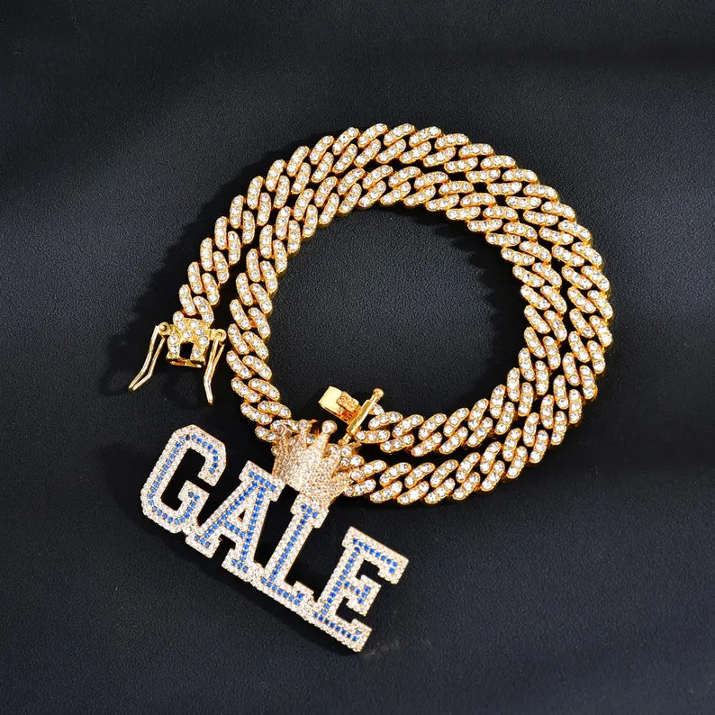 Custom Blue Stone Iced out Pendant