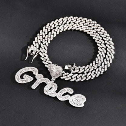 Custom Iced Out Womens Name With Heart