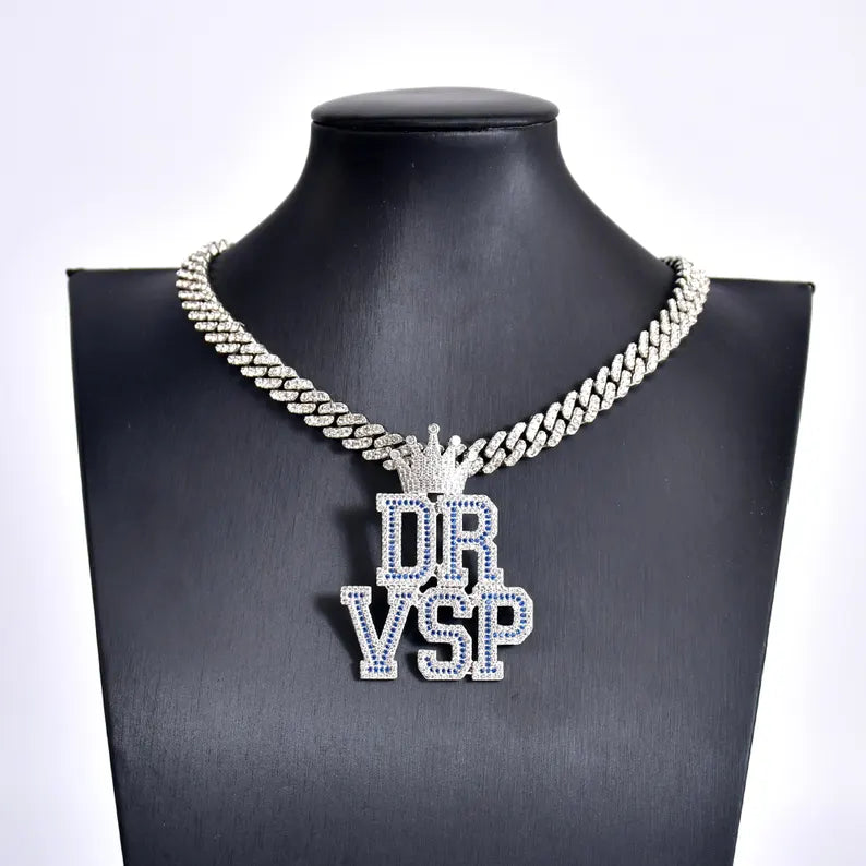 Custom Blue Stone Iced out Pendant