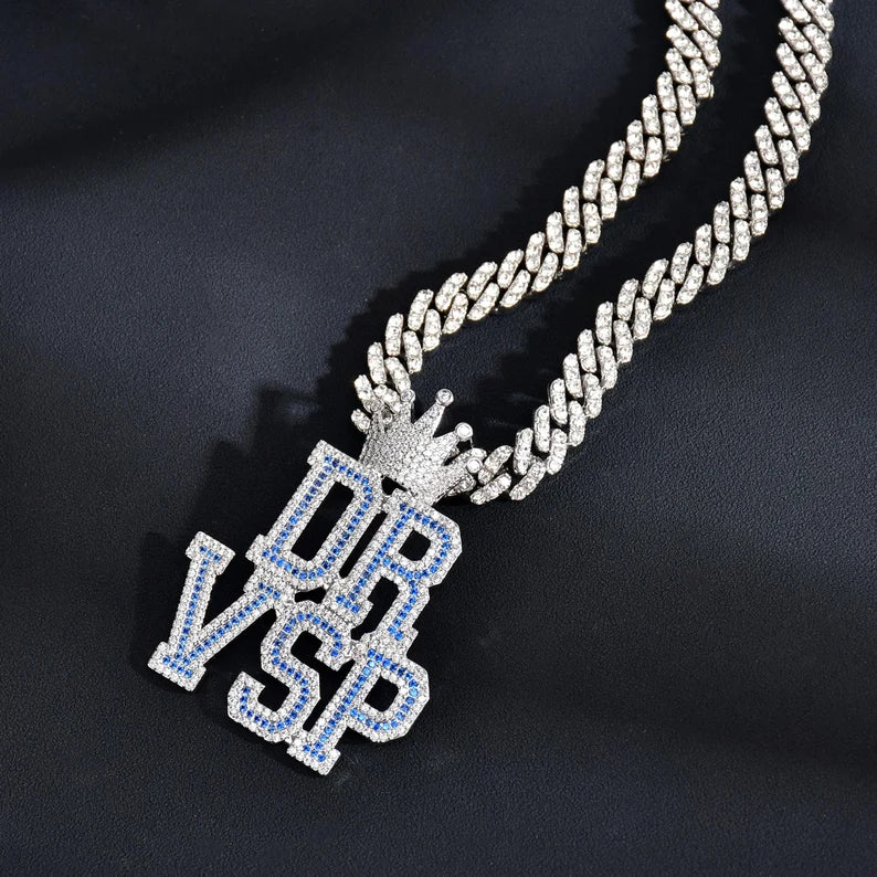 Custom Blue Stone Iced out Pendant