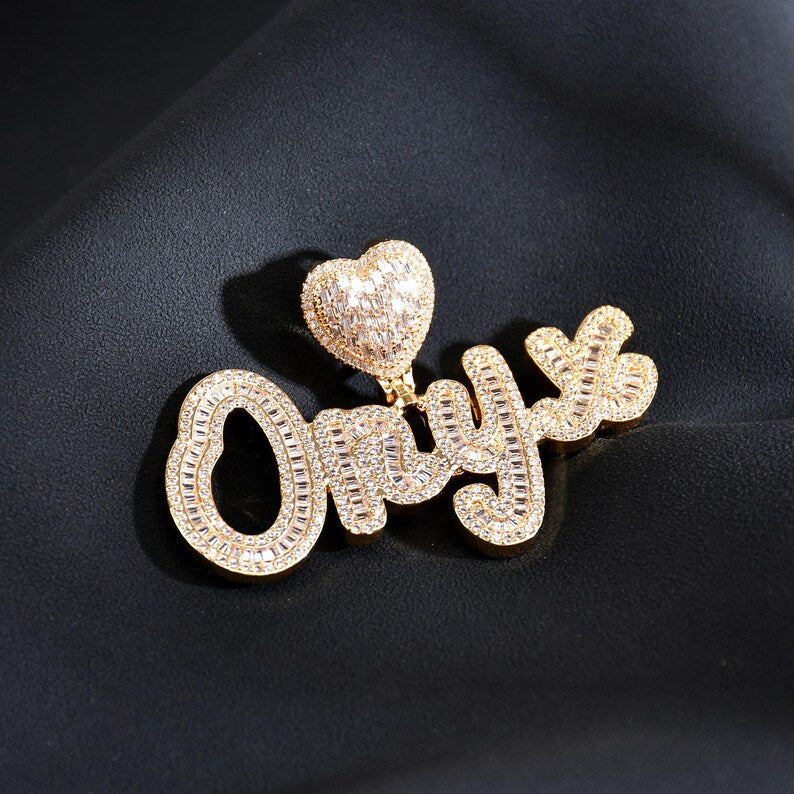 Custom Iced Out Womens Name With Heart