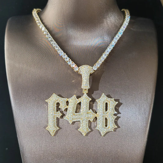 Custom Iced Pendant With Tennis Chain