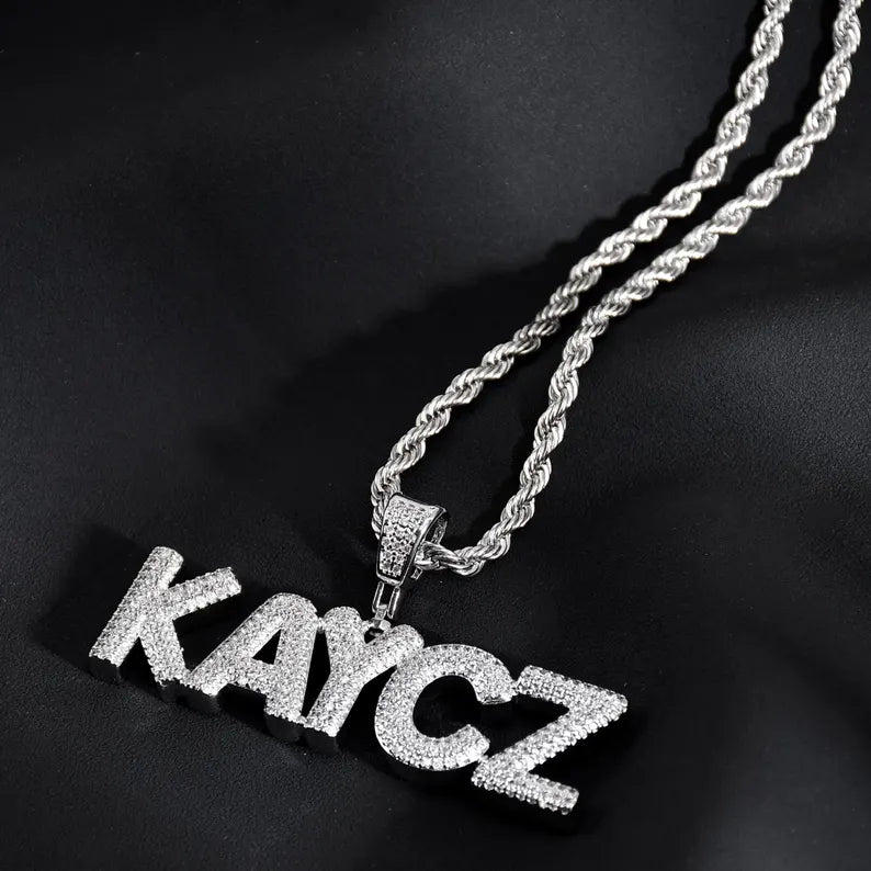 Custom Iced Out Bubble Letters Pendant