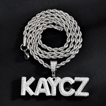 Custom Iced Out Bubble Letters Pendant