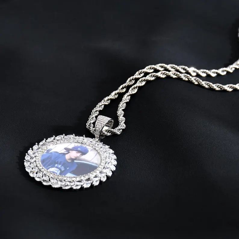 Custom Iced Out Sparkling Stones Photo Pendant