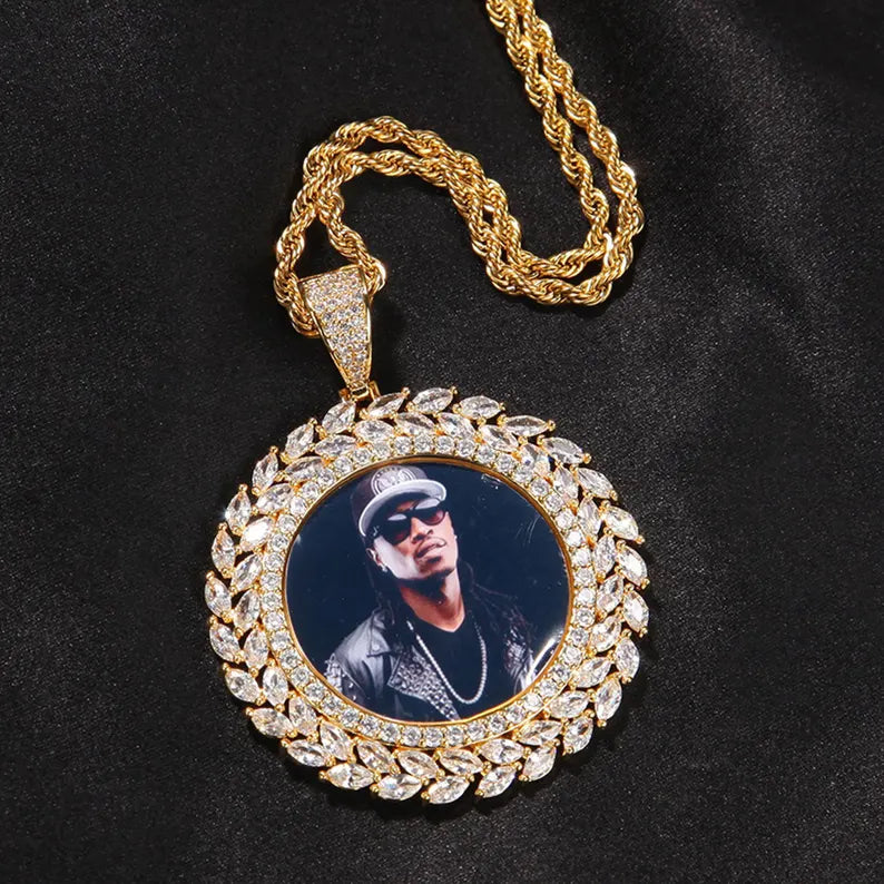 Custom Iced Out Sparkling Stones Photo Pendant