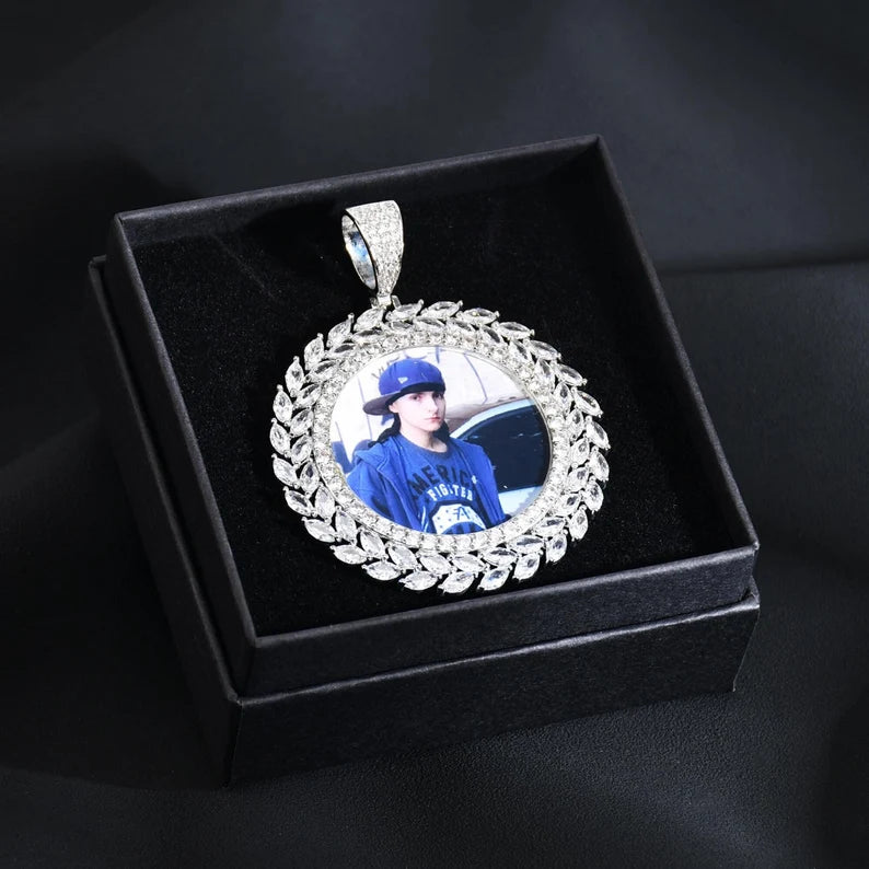 Custom Iced Out Sparkling Stones Photo Pendant