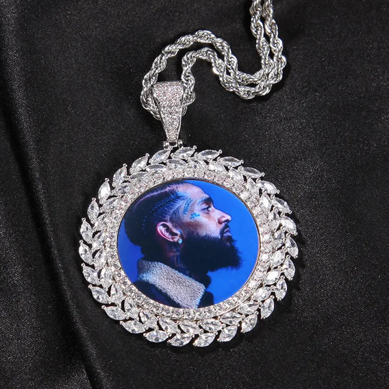 Custom Iced Out Sparkling Stones Photo Pendant